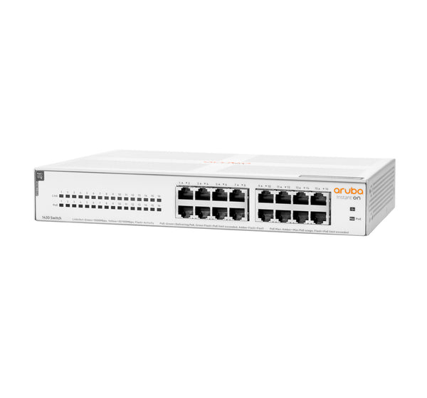 HPE Aruba Networking Aruba Instant On 1430 16G Class4 PoE 124W Ikke administreret L2 Gigabit Ethernet (10/100/1000) Strøm over Ethernet (PoE) 1U Hvid