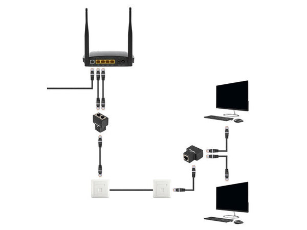 Lanberg ADS-RJ45-2RJ45-OS kabelsplitter eller -samler Kabelfordeler Sort
