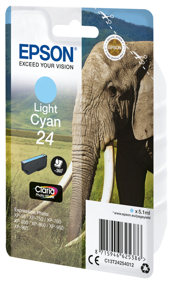 Epson Elephant C13T24254022 blækpatron 1 stk Original Lys cyan