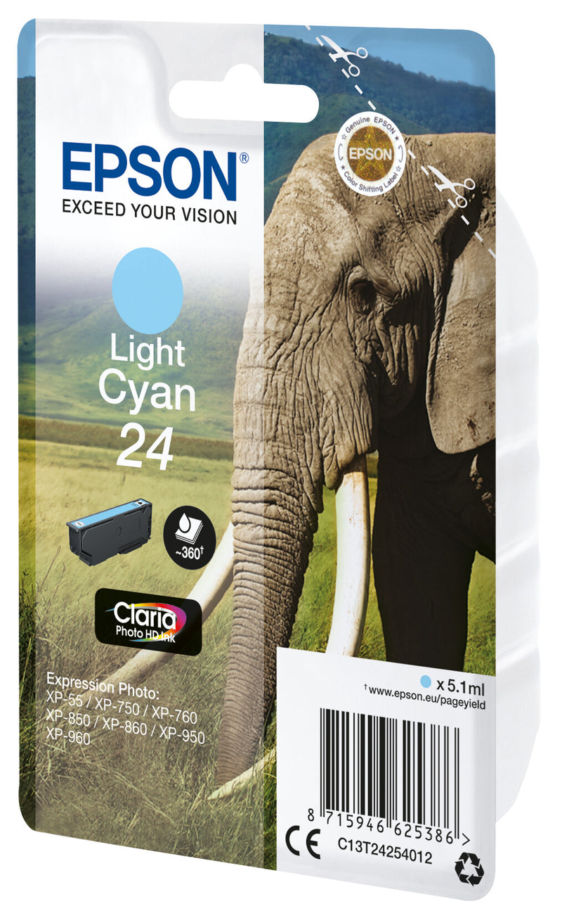 Epson Elephant C13T24254022 blækpatron 1 stk Original Lys cyan