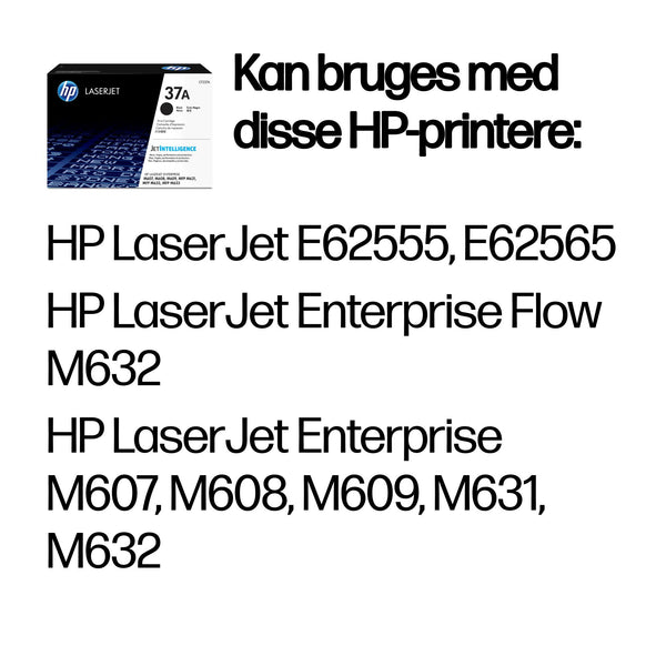 HP Original 37A LaserJet-tonerpatron, sort
