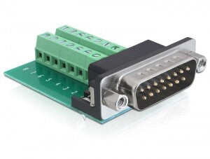 DeLOCK 65275 kabel kønsskifter Sub-D 15 pin Gameport 16 pin Terminal block Grøn