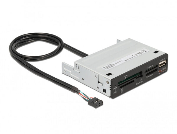 DeLOCK 91708 kortlæser USB 2.0 Intern Sort, Grå