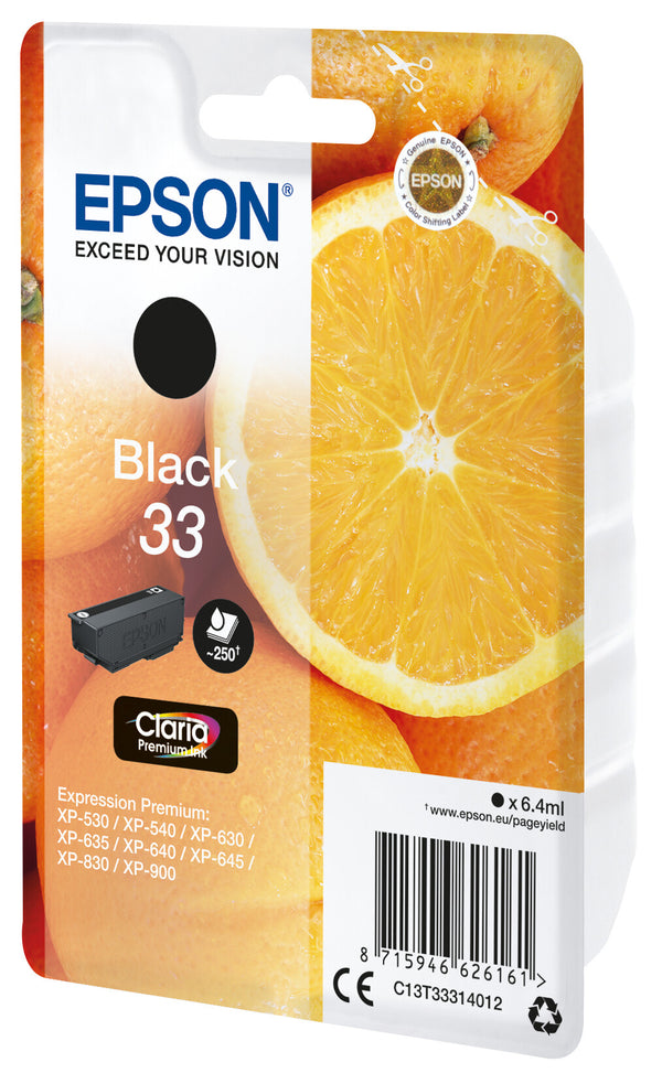 Epson Oranges C13T33314022 blækpatron 1 stk Original Sort