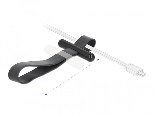 DeLOCK Kabelbinder mit Gummischlaufe schwarz kabelsamler Gummi Sort