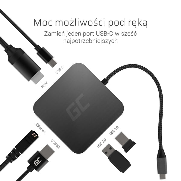 Green Cell AK61 dockingstation USB 3.2 Gen 1 (3.1 Gen 1) Type-C Sølv