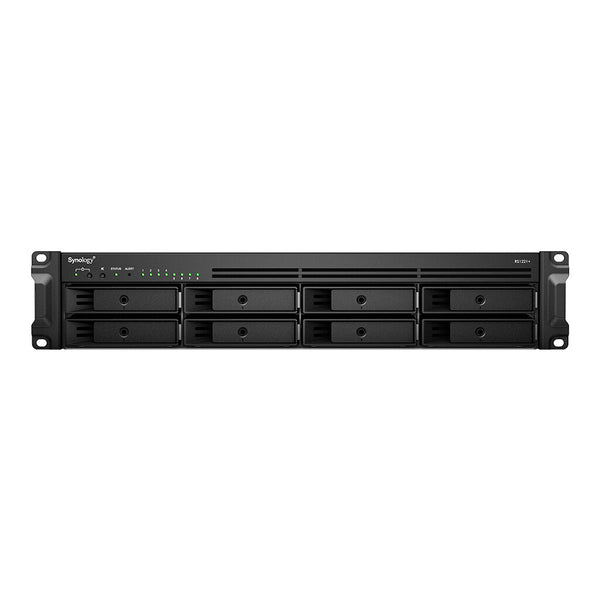 Synology RackStation RS1221RP+ NAS Stativ (2U) Ryzen Embedded V1500B 4 GB DDR4 48 TB HDD Aluminium, Sort