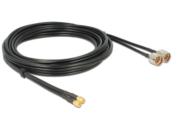 DeLOCK 89467 koaxial kabel RG-58 5 m 2 x N plug 2 x SMA plug Sort