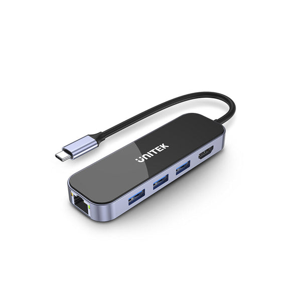 UNITEK uHUB H6 Ledningsført USB 3.2 Gen 1 (3.1 Gen 1) Type-C Sort, Grå
