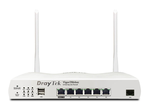 DrayTek Vigor 2866AX: Gfast Modem-Firewall trådløs router Gigabit Ethernet Dual-band (2,4 GHz / 5 GHz) Grå