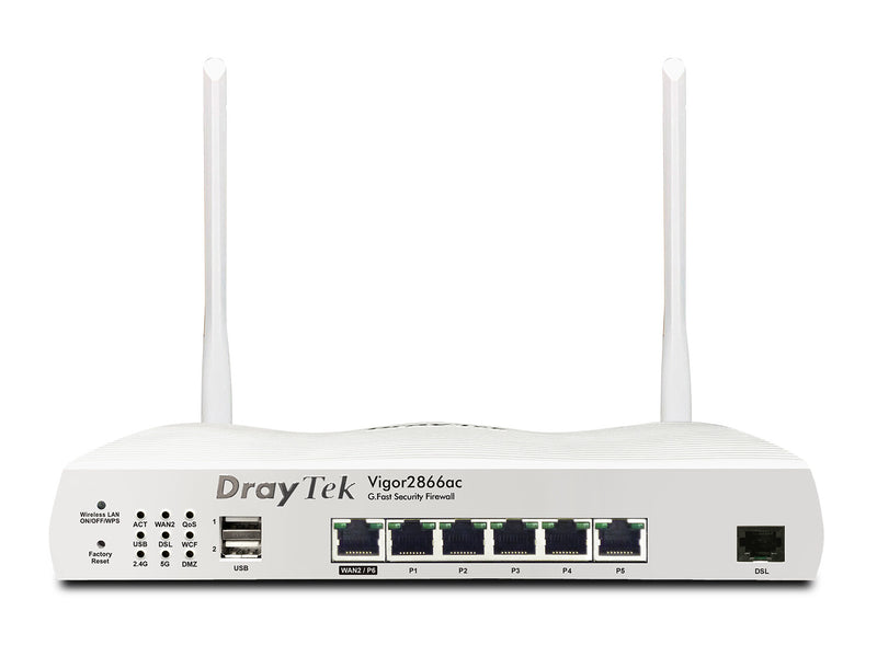 DrayTek Vigor 2866AX: Gfast Modem-Firewall trådløs router Gigabit Ethernet Dual-band (2,4 GHz / 5 GHz) Grå