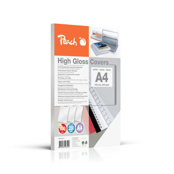 Peach PB100-01 omslag til papirindbinding A4 Hvid 100 stk