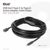 CLUB3D CAC-1538 USB-kabel USB 3.2 Gen 1 (3.1 Gen 1) 10 m USB C USB A 5 Gbit/sek. Sort