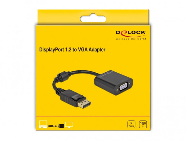DeLOCK 61006 videokabel adapter 0,15 m DisplayPort VGA (D-Sub) Sort