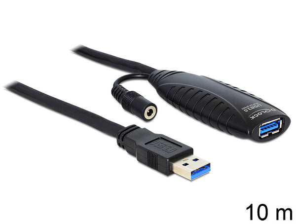 DeLOCK USB3.0-A - USB3.0-A, 10m USB-kabel USB 3.2 Gen 1 (3.1 Gen 1) USB A 5 Gbit/sek. Sort