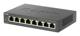 D-Link DGS-1008P/E netværksswitch Ikke administreret L2 Gigabit Ethernet (10/100/1000) Strøm over Ethernet (PoE) Desktop Sort