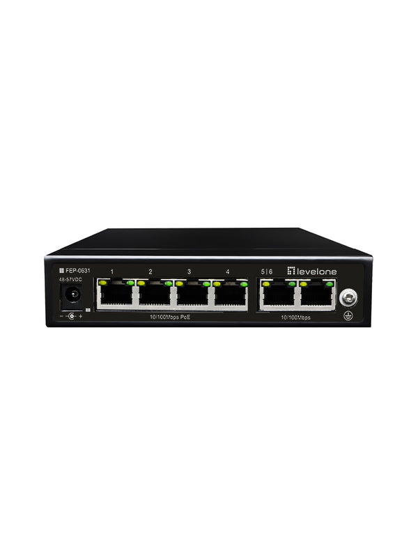 LevelOne FEP-0631 netværksswitch Fast Ethernet (10/100) Strøm over Ethernet (PoE) Sort