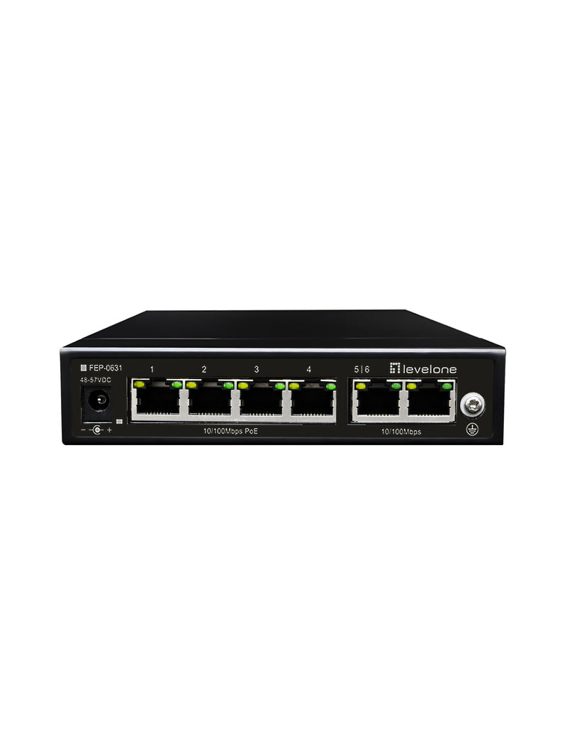 LevelOne FEP-0631 netværksswitch Fast Ethernet (10/100) Strøm over Ethernet (PoE) Sort