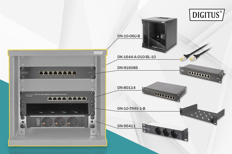 Digitus DN-10-SET-1-B stativ 6U Vægmonteret stativ Sort