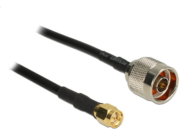 DeLOCK 15m, N/SMA koaxial kabel CFD200 Sort