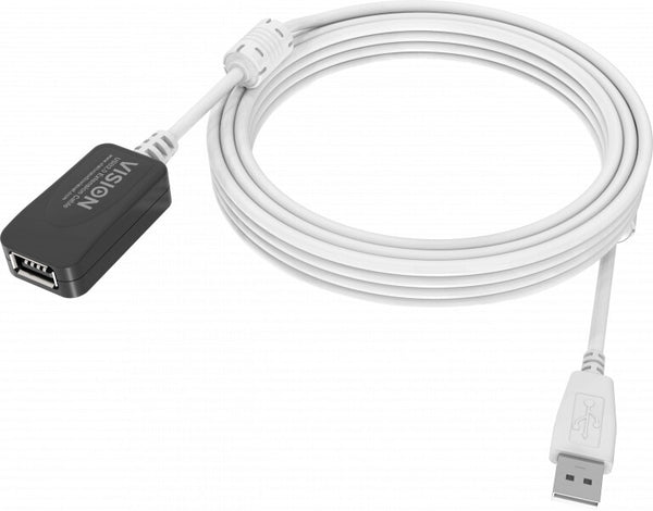 Vision TC 5MUSBEXT+ USB-kabel USB 2.0 5 m USB A 0,48 Gbit/sek. Hvid