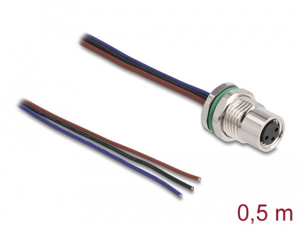 DeLOCK 80146 sensor- & aktuatorkabel 0,5 m M8 Sort