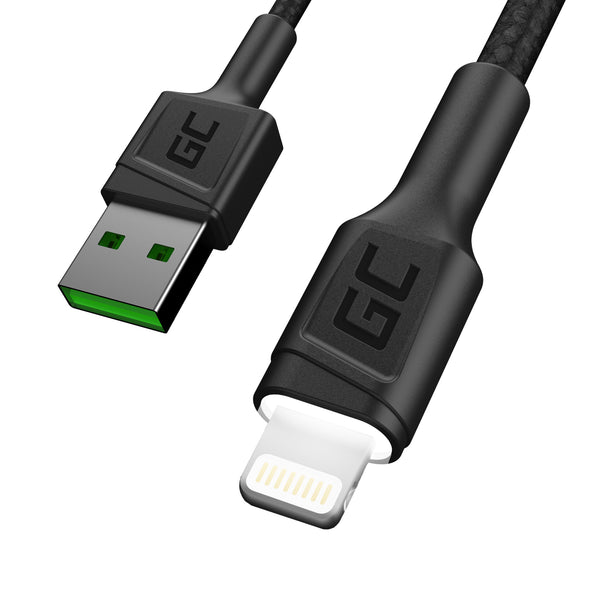 Green Cell KABGC12 Lightning kabel 2 m Sort