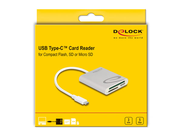 DeLOCK 91005 kortlæser USB 3.2 Gen 1 (3.1 Gen 1) Type-C Grå
