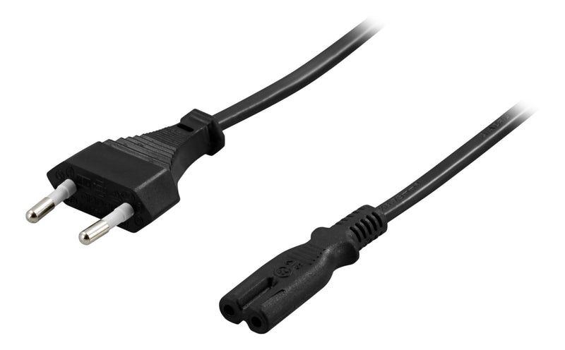 Deltaco Ikke jordet apparatkabel til maks. 250V/2,5A, 10m, sort