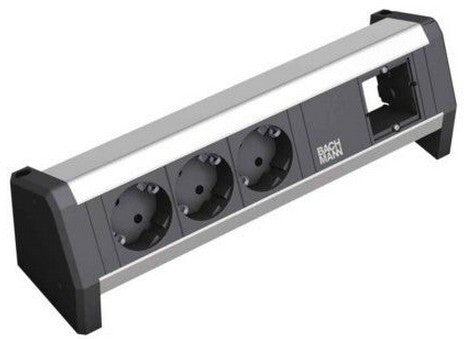 Bachmann 3x Schuko 1x GST18 stikdåse 3 AC stikkontakt(er) Sort, Sølv