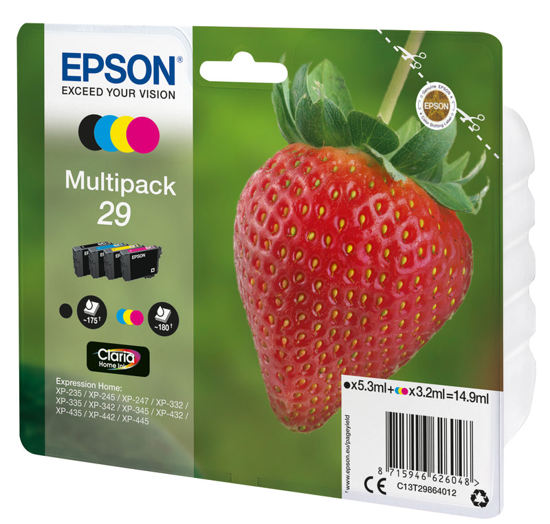 Epson Strawberry C13T29864022 blækpatron 1 stk Original Sort, Blå, Magenta, Gul