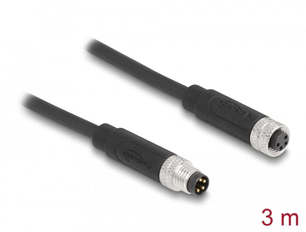 DeLOCK 80144 sensor- & aktuatorkabel 3 m RKF M8 Sort