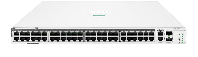 HPE Aruba Networking Networking Instant On Switch 40p Gigabit CL4 8p Gigabit CL6 PoE 2p 10GBT 2p SFP+ 600W 1960 Administreret L2+ Gigabit Ethernet (10/100/1000) Strøm over Ethernet (PoE) 1U Hvid