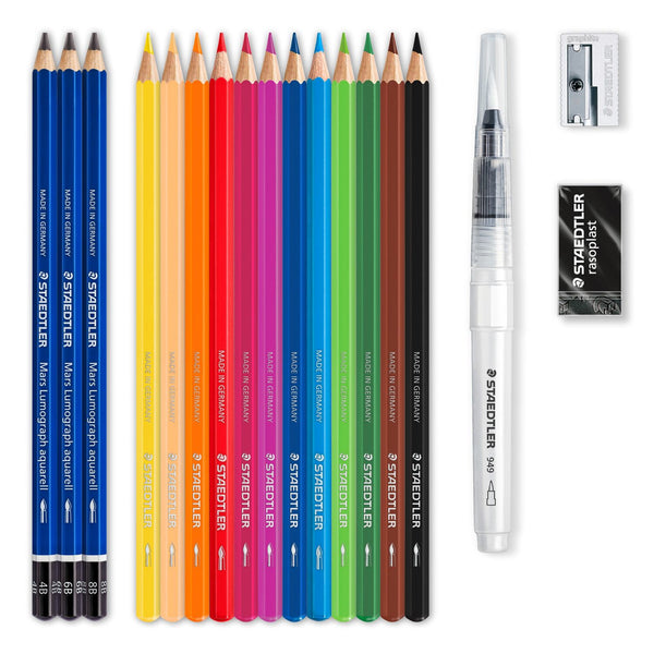 Staedtler 146 10C Sort, Blå, Bordeaux, Brun, Grøn, Lyse Blå, Lysegrøn, Mauve, Orange, Fersken, Rød, Gul 15 stk