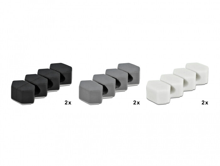 DeLOCK 18329 kabelorganisator Kabelholder Sort, Grå, Hvid 6 stk