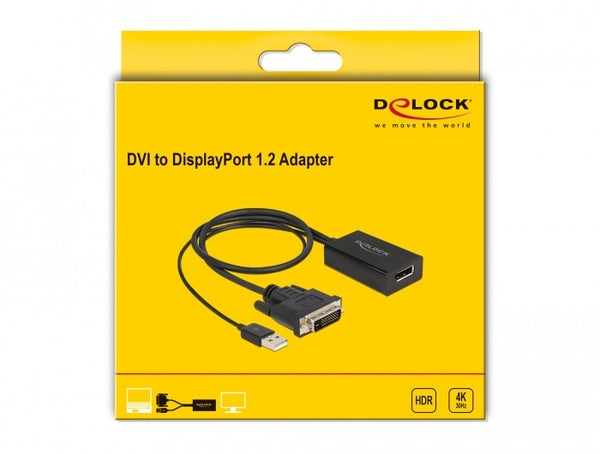 DeLOCK 63189 videokabel adapter 0,5 m DVI DisplayPort Sort