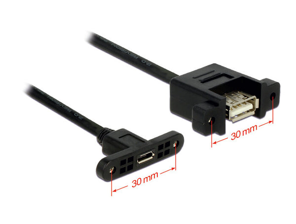 DeLOCK 1m, USB2.0 Micro-B/USB2.0-A USB-kabel USB A Micro-USB B 0,48 Gbit/sek. Sort
