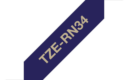 Brother TZE-RN34 etiketbånd Guld på marineblå