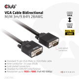CLUB3D CAC-1703 VGA kabel 3 m VGA (D-Sub) Sort