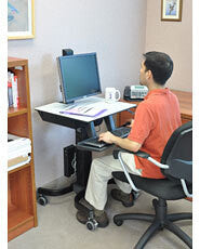 Ergotron WorkFit-C, Single HD Sit-Stand Workstation Sort, Grå Multimedie kurv