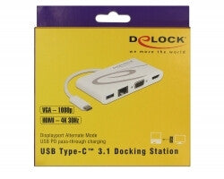 DeLOCK 87731 dockingstation USB 3.2 Gen 1 (3.1 Gen 1) Type-C Grå, Hvid