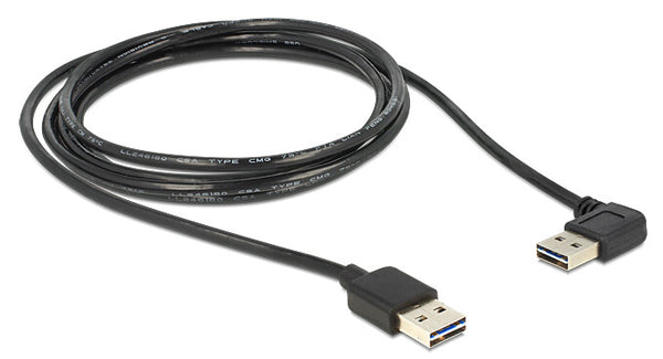 DeLOCK 3m USB 2.0 A m/m 90° USB-kabel USB A Sort