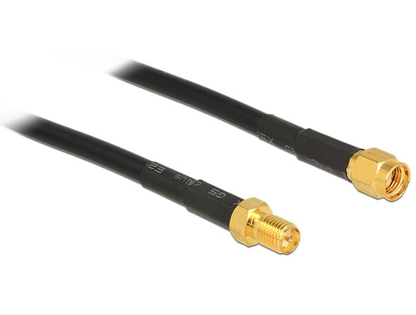 DeLOCK 3m CFD200 koaxial kabel RP-SMA Sort