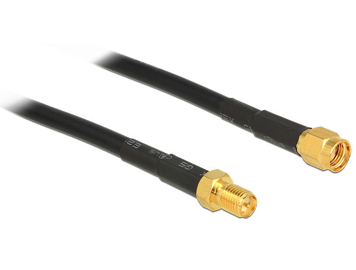 DeLOCK 3m CFD200 koaxial kabel RP-SMA Sort