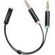 Deltaco Lydadapter, 3,5mm mikrofon han og 3,5mm stereo han til 3,5mm hun, 4-pin, 0,1m, sort