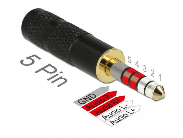 DeLOCK 65897 kabel kønsskifter 1 x 4.4 mm 5 pin 1 x 2.5 mm 4 pin Sort