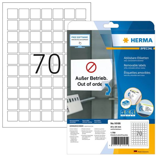 HERMA 10105 print etiket Hvid Selvklæbende printeretiket