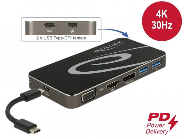 DeLOCK 87773 dockingstation Ledningsført USB 3.2 Gen 1 (3.1 Gen 1) Type-C Sort