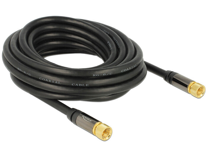 DeLOCK 88921 koaxial kabel RG-6/U 5 m F Sort