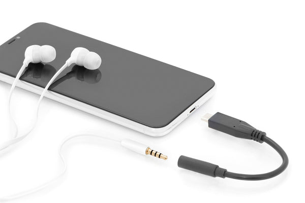 Digitus AK-300321-002-S kabel til mobiltelefon Sort 0,2 m USB C 3.5mm